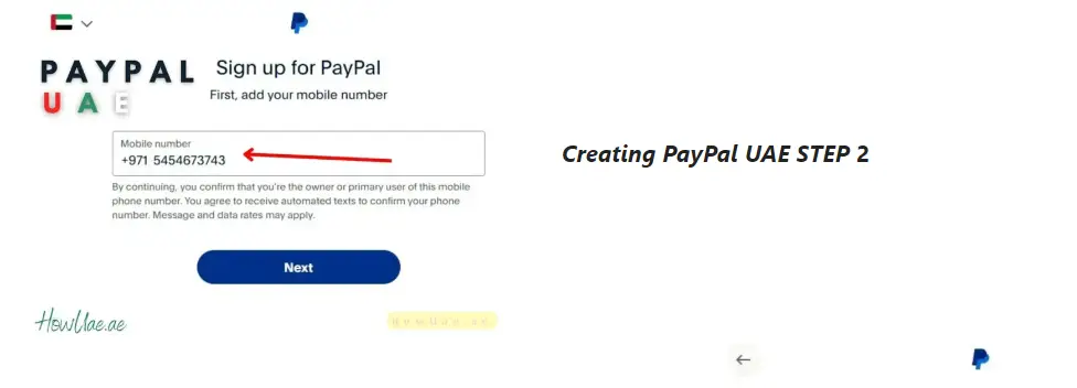 open a PayPal Account in UAE Step 2