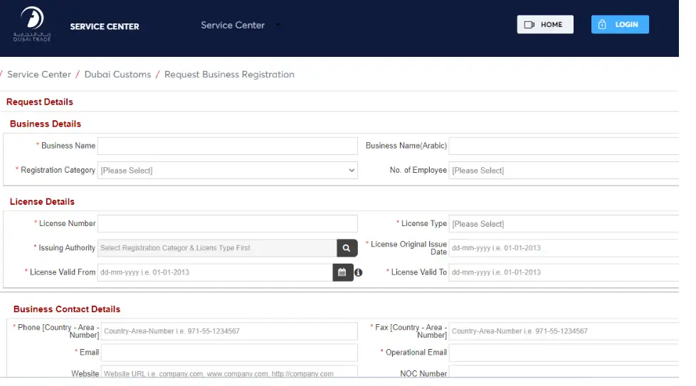 request business registration